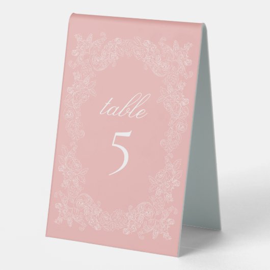 Plaque De Table Élégant Mariage rose-blanc baroque (Verso)