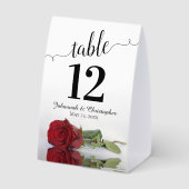 Plaque De Table Élégant Mariage Rose rouge Numéro de table (Verso)