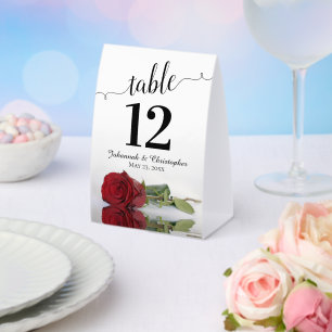 Plaque De Table Élégant Mariage Rose rouge Numéro de table