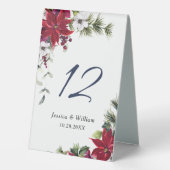 Plaque De Table Élégant Mariage rouge Poinsettia (Verso)