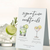 Plaque De Table Elégant Mariage Signature Cocktails Menu