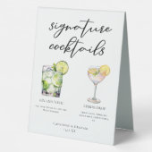 Plaque De Table Elégant Mariage Signature Cocktails Menu (Verso)