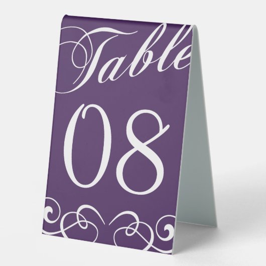 Plaque De Table Élégant Mariage violet et blanc Numéro de tableau (Recto)