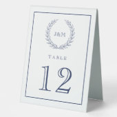 Plaque De Table Elégant Marine Blanc Simple Monogramme Mariage (Recto)
