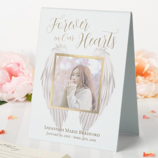 Plaque De Table Elégant Mémorial pour toujours dans nos coeurs Pho (In SItu (Mariage))