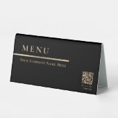 Plaque De Table Élégant Menu Noir et Or Scan pour Commander Code Q (Recto)