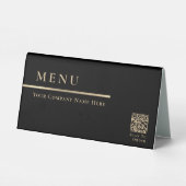 Plaque De Table Élégant Menu Noir et Or Scan pour Commander Code Q (Verso)