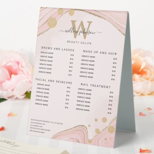 Plaque De Table Élégant Monogramme rose Or Marbre Agate Tarificati (In SItu (Mariage))