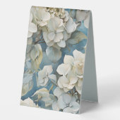 Plaque De Table Elégant moody bleu poussiéreux flores d'aquarelle (Verso)