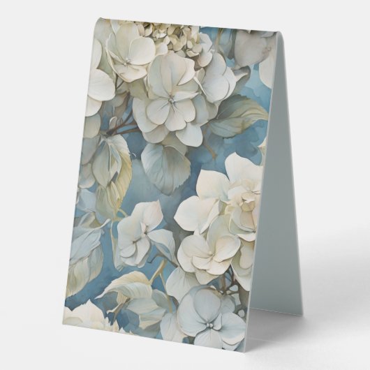 Plaque De Table Elégant moody bleu poussiéreux flores d'aquarelle (Verso)