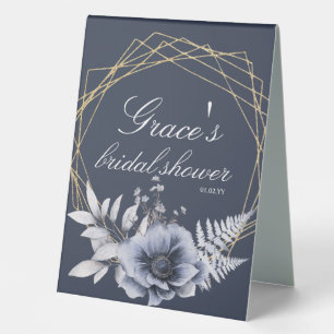 Plaque De Table Élégant motif floral poussiéreux bleu pour une dou
