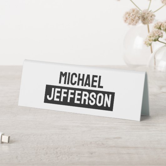 Plaque De Table Élégant noir blanc clair personnalisé (En SItu (Tableau))