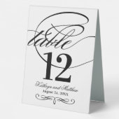 Plaque De Table Élégant noir et blanc Mariage de script de calligr (Verso)