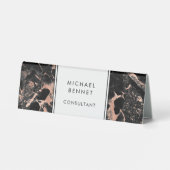 Plaque De Table Élégant Nom de monogramme Entreprise (Verso)