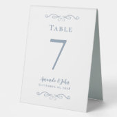 Plaque De Table Élégant Numéro de mariage Calligraphie Chic Dusty (Recto)
