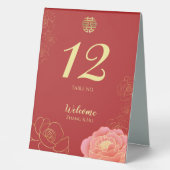 Plaque De Table Élégant or Peony chinois Mariage de table Tente (Recto)