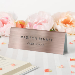 Plaque De Table Élégant Or Rose Affaires Professionnelles