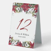 Plaque De Table Élégant panneau Mariage de table rouge Poinsettia (Verso)