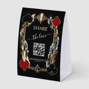 Plaque De Table Élégant Partagez l'Amour Code QR Photo Panneau de