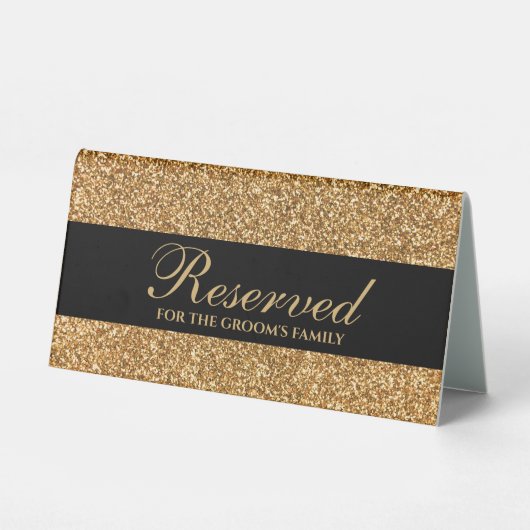 Plaque De Table Élégant Parties scintillant or Script Mariage Rése (Verso)