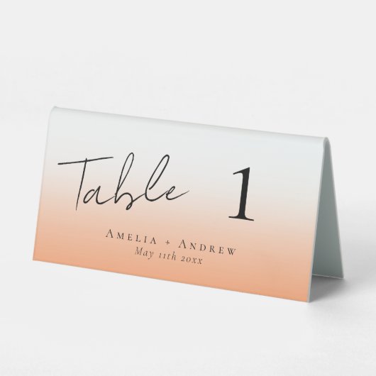 Plaque De Table Elégant Pêche Orange Fuzz Mariage Numéro de table (Recto)