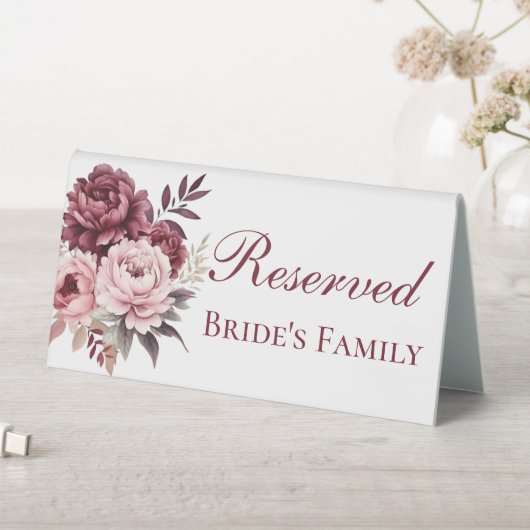 Plaque De Table Elégant Peony Aquarelle Floral Mariage Réservé (En SItu (Tableau))