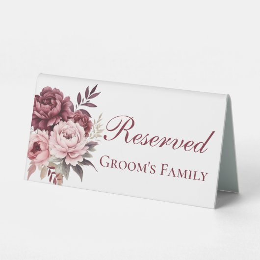 Plaque De Table Elégant Peony Aquarelle Floral Mariage Réservé (Verso)