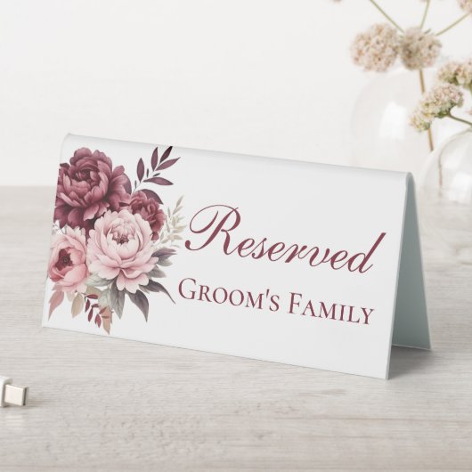 Plaque De Table Elégant Peony Aquarelle Floral Mariage Réservé (En SItu (Tableau))