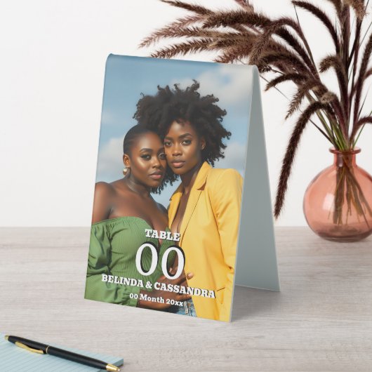 Plaque De Table Elegant Photo Couple Shower Table Number Stand (En SItu (Tableau))