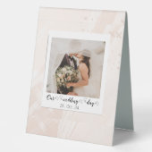 Plaque De Table Élégant photo de Mariage Customisé (Recto)