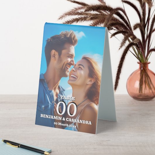 Plaque De Table Elegant Photo Engagement Table Number Stand (En SItu (Tableau))