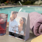 Plaque De Table Elegant Photo Wedding Table Number Black band (Insitu (sur table))