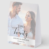 Plaque De Table Elegant Photo Wedding Table Number Calligraphy  (Arrière)