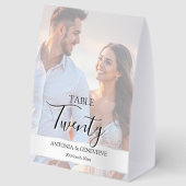 Plaque De Table Elegant Photo Wedding Table Number Calligraphy  (Recto)