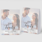 Plaque De Table Elegant Photo Wedding Table Number Calligraphy  (Recto/Verso)