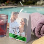 Plaque De Table Elegant Photo Wedding Table Number Green band (Insitu (sur table))