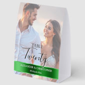 Plaque De Table Elegant Photo Wedding Table Number Green band (Recto)