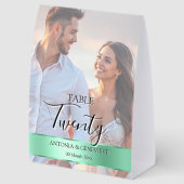 Plaque De Table Elegant Photo Wedding Table Number Sage band (Arrière)