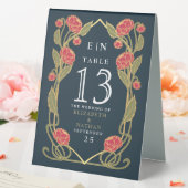 Plaque De Table Elegant Pink Peony Art Nouveau Floral Wedding (In SItu (Mariage))