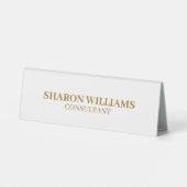Plaque De Table Élégant Professionnel Blanc Or Simple Minimal (Verso)