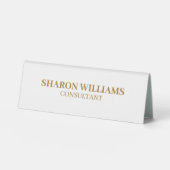 Plaque De Table Élégant Professionnel Blanc Or Simple Minimal (Recto)