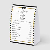 Plaque De Table Élégant programme de mariage rayé noir et blanc or (Recto)