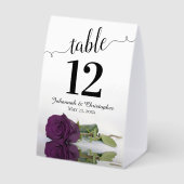 Plaque De Table Élégant prune violet Rose Mariage Numéro de table (Verso)