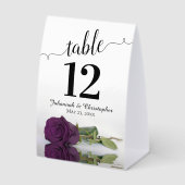 Plaque De Table Élégant prune violet Rose Mariage Numéro de table (Recto)