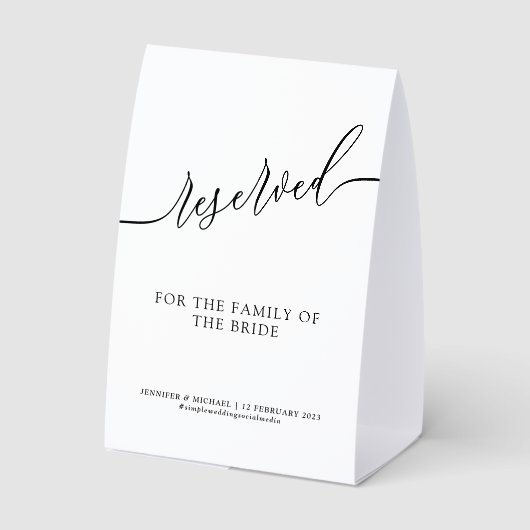 Plaque De Table Elegant Reserved Seating for Your Wedding (Verso)