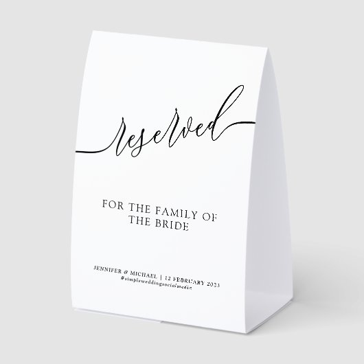 Plaque De Table Elegant Reserved Seating for Your Wedding (Recto)