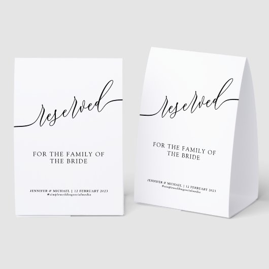 Plaque De Table Elegant Reserved Seating for Your Wedding (Recto/verso)