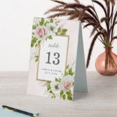 Plaque De Table Elégant rose blanc Aquarelle Rose Numéro de Mariag (En SItu (Tableau))