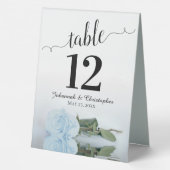 Plaque De Table Élégant Rose bleu pâle Dusty Mariage Numéro de tab (Verso)