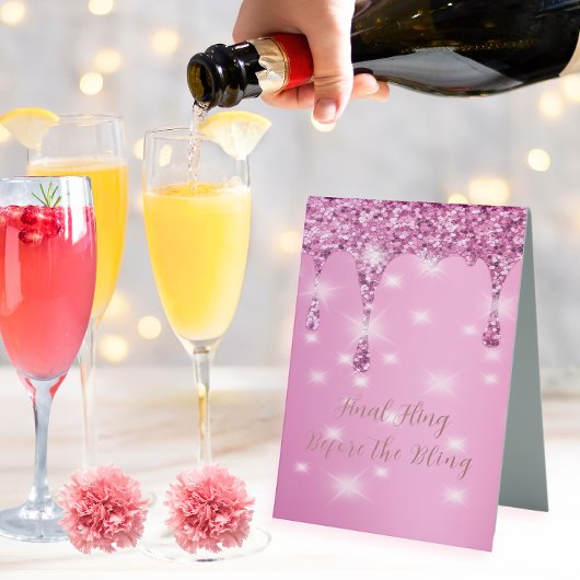 Plaque De Table Élégant rose chaud pailleté goutte à goutte enterr